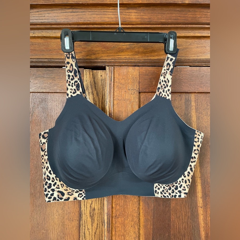 Leopard Print Black Bra